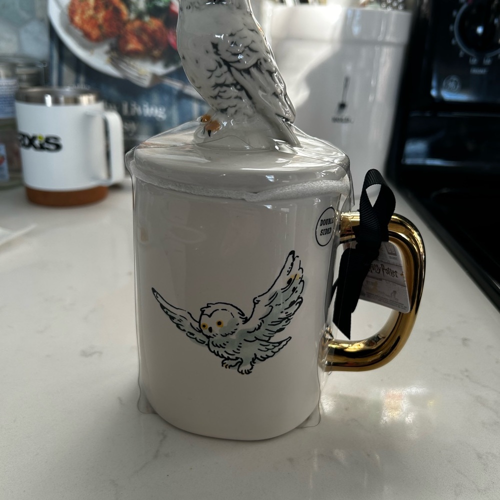 Rae Dunn White Mug with Gold Handle